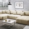 GRAINGOLD Ecksofa Ardi U, Eckcouch Mit Schlaffunktion Und Bettkasten, Eckcouch In U-Form - Beige