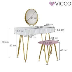 Vicco Schminktisch + LED-Spiegel + Hocker Ruby Weiß 100 X 79 X 40 Cm MDF -VIDAXL || HOMCOM Verkäufe c5d29606c3148c37f7362f0d58a431b9