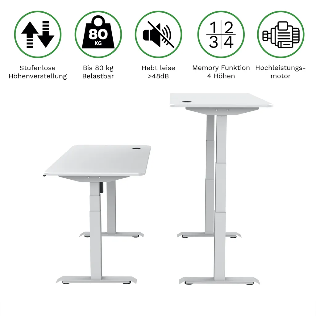 Spherite | Elektrisch Höhenverstellbarer Schreibtisch | 140x70 | Höhe 61 - 126 Cm | Ergonomischer Steh-Sitz Tisch | Mit Memory-Funktion | Weiß 4 Spherite | Elektrisch Höhenverstellbarer Schreibtisch | 140x70 | Höhe 61 - 126 Cm | Ergonomischer Steh-Sitz Tisch | Mit Memory-Funktion | Weiß – Bild 4