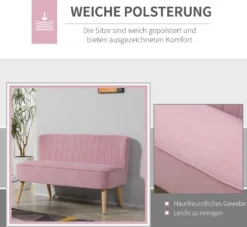 HOMCOM 2-Sitzer Stoffsofa Polstersofa Sitzmöbel Loungesofa Holz Schaumstoff Samtartiges Polyester Rosa 117 X 56,5 X 77 Cm -VIDAXL || HOMCOM Verkäufe c76351bd6fe861b24883ea9750d01a24