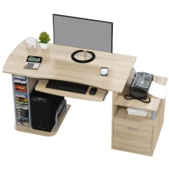 SixBros. Büroschreibtisch, Schreibtisch Mit Viel Platz Für Ordner, Arbeitstisch, Computerschreibtisch, Eiche Holzoptik, 152 X 60 Cm S-202A/1845 -VIDAXL || HOMCOM Verkäufe c83537c80092ea91c47f5a629b121d87