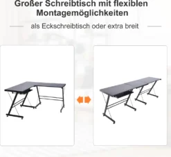 HOMCOM Computertisch Schreibtisch Flexible Arbeitsstation MDF Stahl Schwarz 210 X 50 X 73,5 Cm -VIDAXL || HOMCOM Verkäufe c9a45aab43baa3b24094236ccc500c90