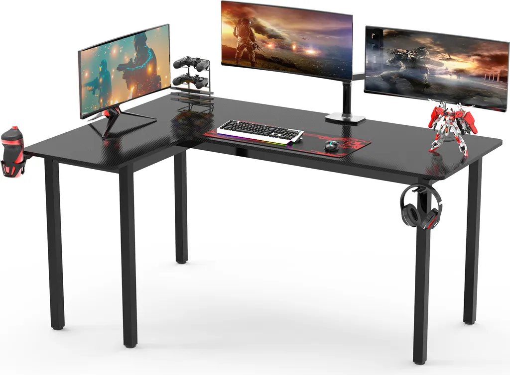 Iropro Gaming Tisch L Form Eckschreibtisch 155CM, Schreibtisch L-förmiger Ergonomic Gaming Computertisch Kohlefaseroberfläche Für E-Sport 155x110x77.5CM 6 Iropro Gaming Tisch L Form Eckschreibtisch 155CM, Schreibtisch L-förmiger Ergonomic Gaming Computertisch Kohlefaseroberfläche Für E-Sport 155x110x77.5CM – Bild 6