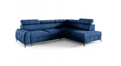FURNIX Ecksofa MURIELLE Schlaffunktion Bettkasten Kopfstützen KR09 Blau