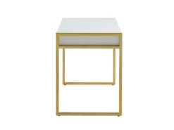 Schreibtisch Mit 2 Schubladen - MDF & Metall - Goldfarben & Weiß - MASON