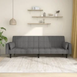 VidaXL Schlafsofa 2-Sitzer Mit 2 Kissen Hellgrau Stoff