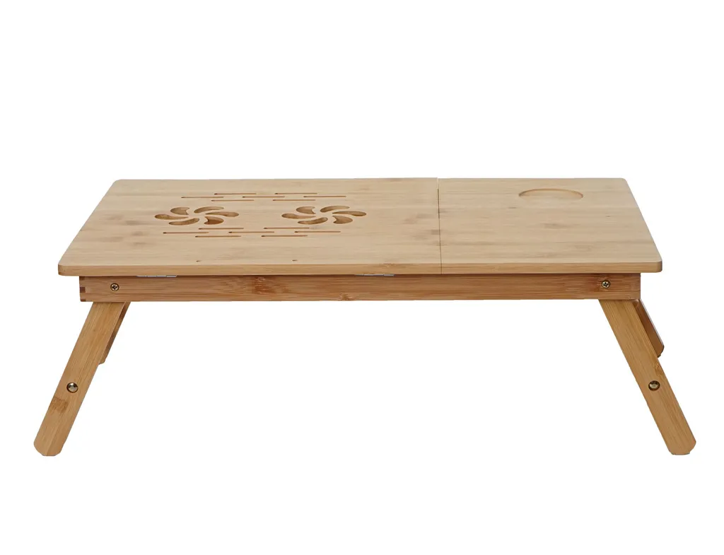 Laptoptisch HWC-B81, Notebooktisch Betttisch Klapptisch Mit Lüftungslöcher Faltbar Höhenverstellbar, Bambus 3 Laptoptisch HWC-B81, Notebooktisch Betttisch Klapptisch Mit Lüftungslöcher Faltbar Höhenverstellbar, Bambus – Bild 3