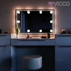 Vicco Schminktisch Lilli Frisiertisch Kommode Frisierkommode Spiegel Weiß Inklusive Hocker Und LED-Lichterkette -VIDAXL || HOMCOM Verkäufe cdbce44814e2c339871a783acb25f738