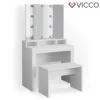 Vicco Schminktisch Nora Weiß Mit LED-Beleuchtung Spiegel Sitzbank Frisiertisch