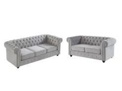 Couchgarnitur 3+2 - Samt - Hellgrau - CHESTERFIELD -VIDAXL || HOMCOM Verkäufe cf45e64cb372b023cf6c5e6d5937891f