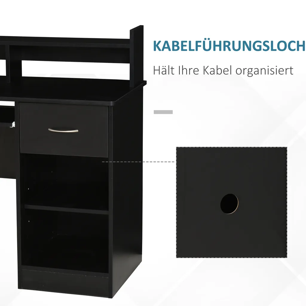 HOMCOM Computertisch Bürotisch Gamingtisch PC-Tisch Mit Schublade E1 Spanplatte Schwarz 104 X 48 X 95,5 Cm 3 HOMCOM Computertisch Bürotisch Gamingtisch PC-Tisch Mit Schublade E1 Spanplatte Schwarz 104 X 48 X 95,5 Cm – Bild 3