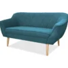 GRAINGOLD 2-Sitzer Sofa Parma - Polstermöbel Skandinavisch Design - Couch Mit Beine Aus Massivholz - Blau