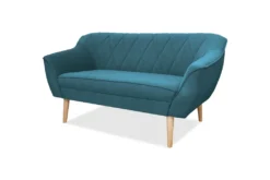 GRAINGOLD 2-Sitzer Sofa Parma - Polstermöbel Skandinavisch Design - Couch Mit Beine Aus Massivholz - Blau
