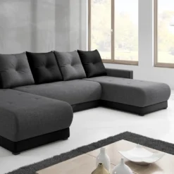 Selsey Ecksofa TOLMA - Eckcouch In Dunkelgrau / Schwarz, U-Form Mit Schlaffunktion, Bettkasten Und Kissen, 288 Cm Breit -VIDAXL || HOMCOM Verkäufe d21a8b9faa9135100454b5df41cce4fb