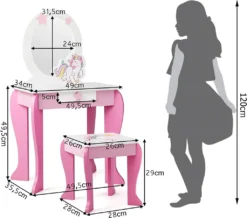 COSTWAY Kinder Schminktisch Mit Hocker, Prinzessin Frisiertisch Mit Schublade Und Abnehmbarer Spiegel, Frisierkommode Rosa, Schminkkommode Für Mädchen Von 3-7 Jahren (Pink) -VIDAXL || HOMCOM Verkäufe d2df8a6d769becc6ff5f432fe7a7782d