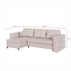 Selsey Ecksofa MERIEN - Schlafcouch In Hellbeige Mit Ottomane, Bettkasten Und Integriertem Regal, 230 Cm Breit -VIDAXL || HOMCOM Verkäufe d315caede3346af045384284ab772de9