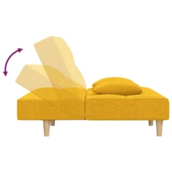 VidaXL Schlafsofa 2-Sitzer Mit 2 Kissen Gelb Stoff -VIDAXL || HOMCOM Verkäufe d3aa37b3704113c0bc0fcbb28fcba85e