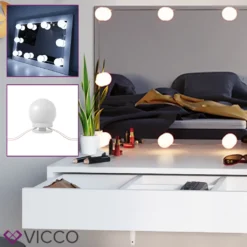 Vicco Schminktisch Alessia Frisiertisch Kommode Frisierkommode Spiegel Weiß Inklusive LED-Lichterkette -VIDAXL || HOMCOM Verkäufe d3ddec5c2719648a327ef38c93708706