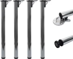 4er-Set Tischbein HWC-H34, Für Schreibtisch Esstischfuß Tischgestell, Klappbar 72cm Edelstahl-Optik