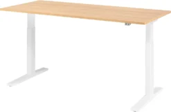 Bümö® Schreibtisch "Serie-XMKA" Elektrisch Höhenverstellbar, Tischplatte 180 X 80 Cm In Buche, Gestell In Weiß