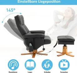 HOMCOM Massagesessel Mit Fußhocker Relaxsessel Fernsehsessel TV Sessel 145°-Neigung Kunstleder Schwarz 80 X 86 X 99 Cm -VIDAXL || HOMCOM Verkäufe d59be830cf94fb361e9168c47c5c06fc
