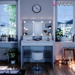 Vicco Schminktisch + Hocker + LED Ruben Weiß 100 X 150 X 42 Cm Holzwerkstoff -VIDAXL || HOMCOM Verkäufe d618b1818e14e2ca8c5f0a714c6d40ef