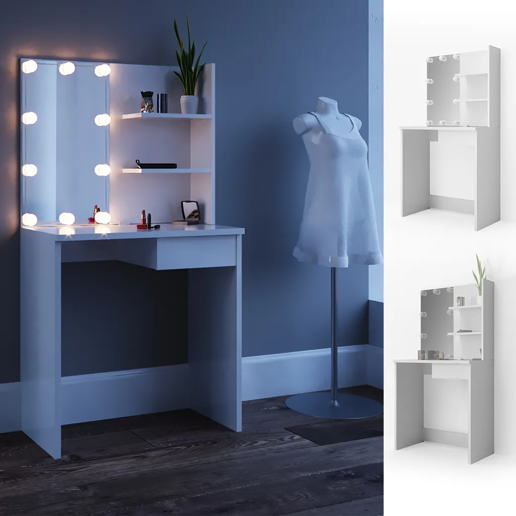 Vicco Schminktisch Dekos Kosmetiktisch Frisierkommode Frisiertisch Spiegel Weiß Inklusive LED-Lichterkette 1 Vicco Schminktisch Dekos Kosmetiktisch Frisierkommode Frisiertisch Spiegel Weiß Inklusive LED-Lichterkette
