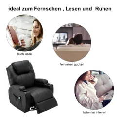 MCombo Massagesessel Fernsehsessel Relaxsessel + Heizung Mit Dreh+Schaukel Manuell Verstellbar 7020BK -VIDAXL || HOMCOM Verkäufe d7305b9c65261ed607c7c801135bffad