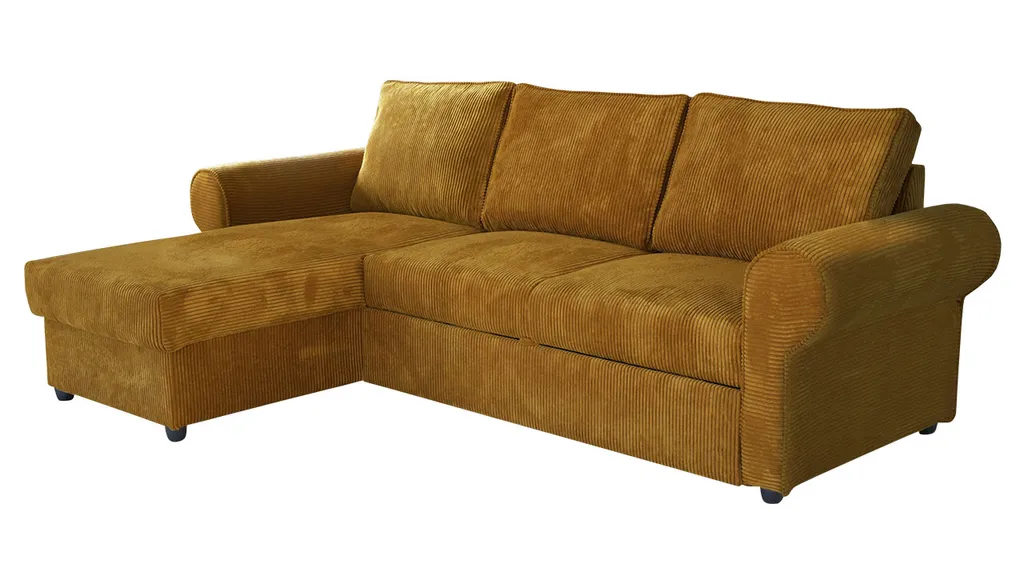 Mirjan24 Ecksofa Monaco Cord, Eckcouch Mit Schlaffunktion Und Bettkasten, Freistehendes 4 Sitzer Polstersofa (Farbe: Poso 01) 1 Mirjan24 Ecksofa Monaco Cord, Eckcouch Mit Schlaffunktion Und Bettkasten, Freistehendes 4 Sitzer Polstersofa (Farbe: Poso 01)