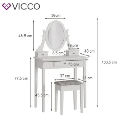 Vicco Schminktisch Annie + Hocker Weiß 75 X 133,5 X 40 Cm (BxHxT) Holzwerkstoff -VIDAXL || HOMCOM Verkäufe d8cb8bb68c60ce5422d1fa0a12b1105d