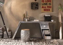 SIT Möbel Schreibtisch | 2 Offene Fächer, 1 Schublade | Mit Alu Beschlagen | Aus Mangoholz Und MDF | B 175 X T 60 X H 75 Cm | Silber | 81707-21 | Serie AIRMAN -VIDAXL || HOMCOM Verkäufe dacbb5eca864a10f6d01f51f1163aee7