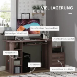 HOMCOM Computertisch Schreibtisch Bürotisch PC Tisch Arbeitstisch Kombitisch Braun -VIDAXL || HOMCOM Verkäufe dad4cc1f96fcd2cf77a48596842d8ff9