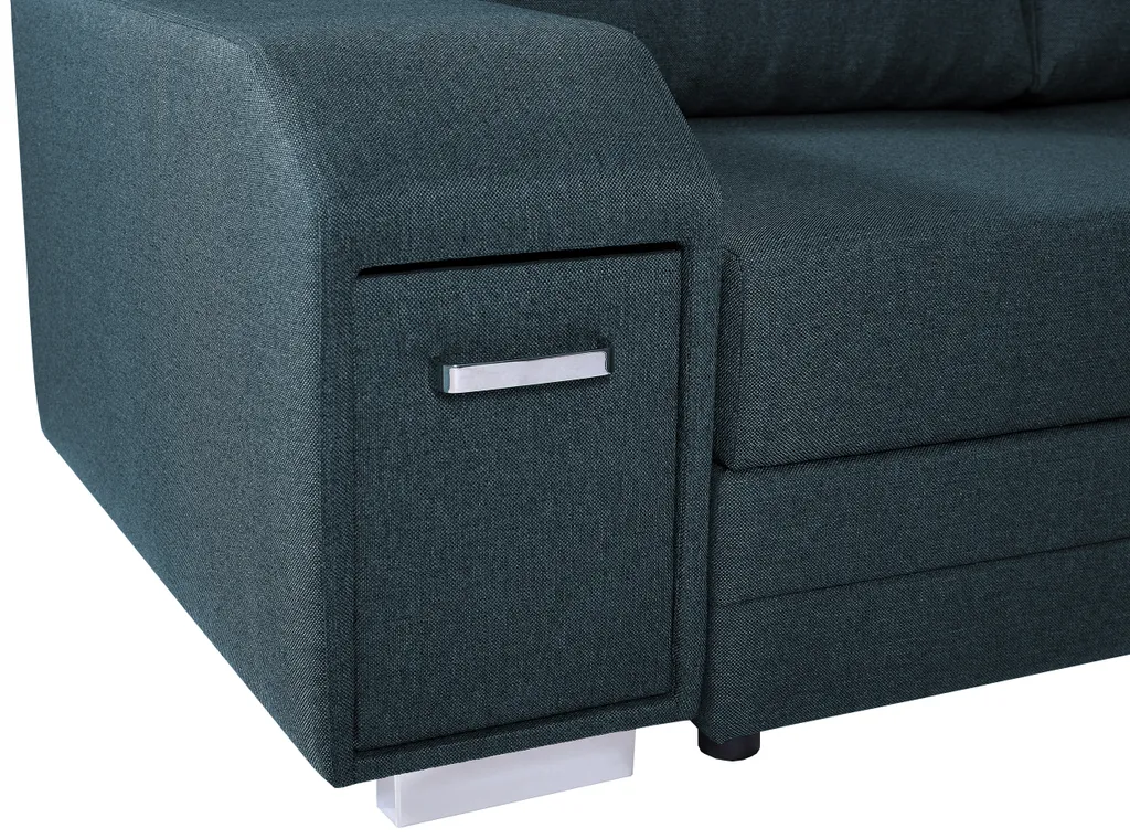 Ecksofa Mit Hocker Und Minibar - U-form Sofa Mit Schlaffunktion - Blau - Wohnlandschaft - Ausklappbar Bettsofa - Wohnzimmer U Couch - Polstersofa Mit Bettkasten ALVARES_U 7 Ecksofa Mit Hocker Und Minibar - U-form Sofa Mit Schlaffunktion - Blau - Wohnlandschaft - Ausklappbar Bettsofa - Wohnzimmer U Couch - Polstersofa Mit Bettkasten ALVARES_U – Bild 7