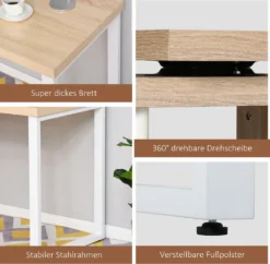 HOMCOM Eckschreibtisch Küchentisch L-Formen Schreibtisch Mit Ablagen Winkelschreibtisch PC-Tisch Computertisch Bürotisch360° Drehbar MDF Eisen Weiß+Eiche 220 X 55 X 76 Cm -VIDAXL || HOMCOM Verkäufe dba43a3b1e97d8b844d9c93fb27b5595