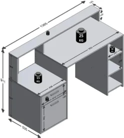 FMD 3006-001 Schreibtisch Mit Ablagemöglichkeiten In Nachbildung Weiß/Beton Light Atelier, Maße Ca. 138,5 X 92 X 53,5 Cm (BxHxT) -VIDAXL || HOMCOM Verkäufe dc08c43b9f81a250192051f2fb789922