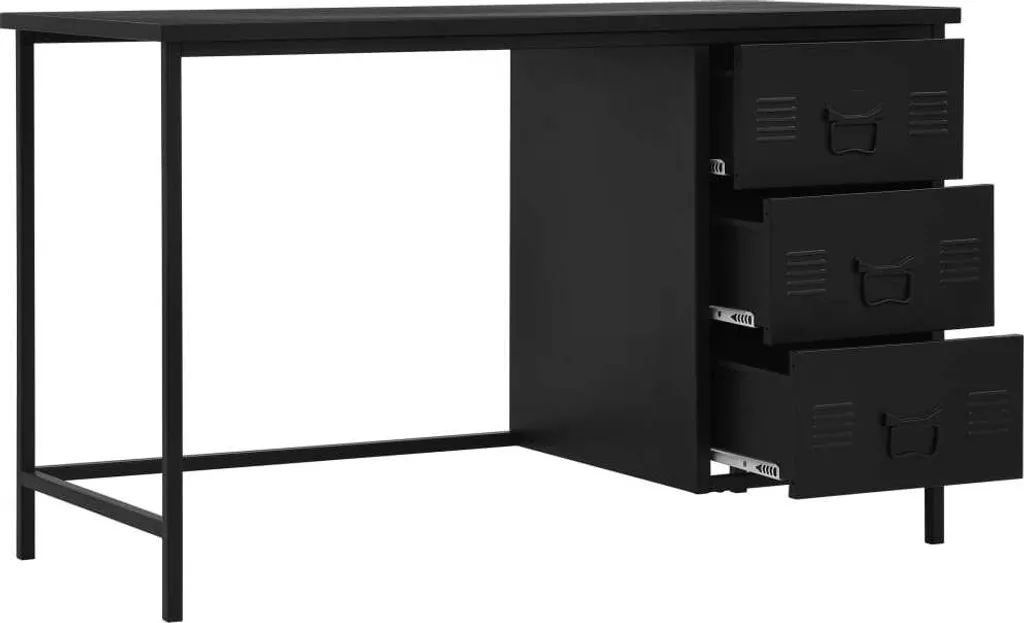 VidaXL Schreibtisch Schubladen Industriell Schwarz 120x55x75cm Stahl 2 VidaXL Schreibtisch Schubladen Industriell Schwarz 120x55x75cm Stahl – Bild 2