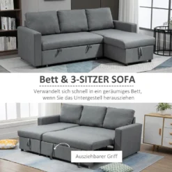 HOMCOM Ecksofa Mit Schlaffunktion Stauraum Eckcouch Mit Bettkasten Chaiselongue Schlafsofa Stoffsofa L-Form Leinen-Touch Hellgrau 211,5 X 146 X 85 Cm -VIDAXL || HOMCOM Verkäufe dcb6a7d6de6b65b0dd2ff8c063344d97