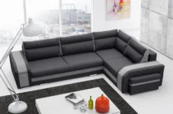 Ecksofa Wohnzimmer – Wohnlandschaft Mit Hocker Und Minibar - L-form Couch Mit Schlaffunktion - Gemütlich Schlafsofa - ASSAN