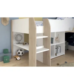 Hochbett Mit Schreibtisch & Stauraum - 90 X 200 Cm - Weiß & Eichefarben - MARIA -VIDAXL || HOMCOM Verkäufe de1d7333b9e11b202be5f67cba4f078f