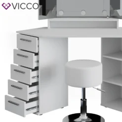 Vicco Eckschminktisch + LED + Hocker Sofia Weiß 128,4x 42,3x50,8cm Holzwerkstoff -VIDAXL || HOMCOM Verkäufe de55a4c95f2df1f185dc1f3b5fce3112