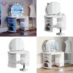 Vicco Schminktisch Frisiertisch Frisierkommode Almina Weiß Mit Spiegel + Hocker -VIDAXL || HOMCOM Verkäufe debac405eef1263eec3292242908724f