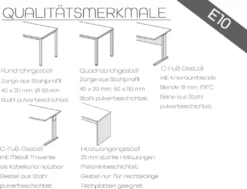 E10 Schreibtisch Wangen-Gestell, 80cm Tief, Schwarz, Größe Tischplatte:140 X 80 Cm -VIDAXL || HOMCOM Verkäufe df62897d59ba733d5f6fd6550e414469