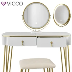Vicco Schminktisch + LED + Hocker Grace Weiß 100 X 78,5 X 40 Cm Holzwerkstoff -VIDAXL || HOMCOM Verkäufe df63e3899b0422775baa159a2a993e80