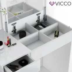 Vicco Schminktisch Frisiertisch Frisierkommode Lotos Weiß Mit LED Beleuchtung -VIDAXL || HOMCOM Verkäufe dff6c9013ddb4c31d2b154f182e06296