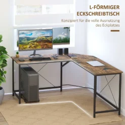 HOMCOM Computertisch, L-förmiger Eckschreibtisch, Schreibtisch, Bürotisch, E1 Spanplatte +Metall, Schwarz+Braun, 150 X 150 X 75 Cm -VIDAXL || HOMCOM Verkäufe e09e7dbb13fa92aecbb2ac6d912b6701