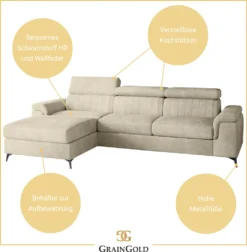 GRAINGOLD Ecksofa Dubai - Eckcouch In L-form Mit Schlaffunktion Und Bettkasten - Ottomane Rechts Freistehend - Beige 12 GRAINGOLD Ecksofa Dubai - Eckcouch In L-form Mit Schlaffunktion Und Bettkasten - Ottomane Rechts Freistehend - Beige -VIDAXL || HOMCOM Verkäufe e0eea0996d8b7c92d9e5c3c5131f5f0b