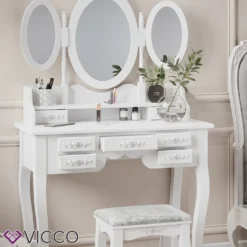 Vicco Schminktisch Diana + Hocker Weiß 85 X 147 X 40 Cm Holzwerkstoff -VIDAXL || HOMCOM Verkäufe e2a7b0107f6f04bc70d524b945cac83e