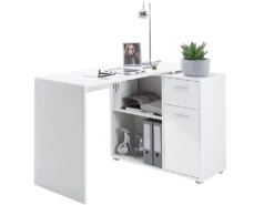Möbelando Schreibtischkombination Schreibtisch Eckschreibtisch Arbeitstisch Carmen (Weiß)