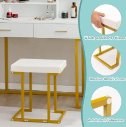 COSTWAY Schminktisch Mit LED Beleuchtung, Großem Spiegel, 2 Schubladen & Regalen, Frisiertisch Mit Gepolstertem Hocker, Kosmetiktisch Für Schlafzimmer, Weiß+Gold -VIDAXL || HOMCOM Verkäufe e5ad5056c58183e7aaf4d8099532a82e