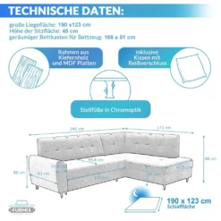 Ecksofa ESPER L-Form Mit Schlaffunktion Und Bettkasten RV95 Grau -VIDAXL || HOMCOM Verkäufe e61ad842e5844b3ea9cb511bb2fde3a3